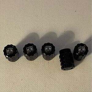 Dodge Logo Valve Stem Caps in Black set of 5  NWT